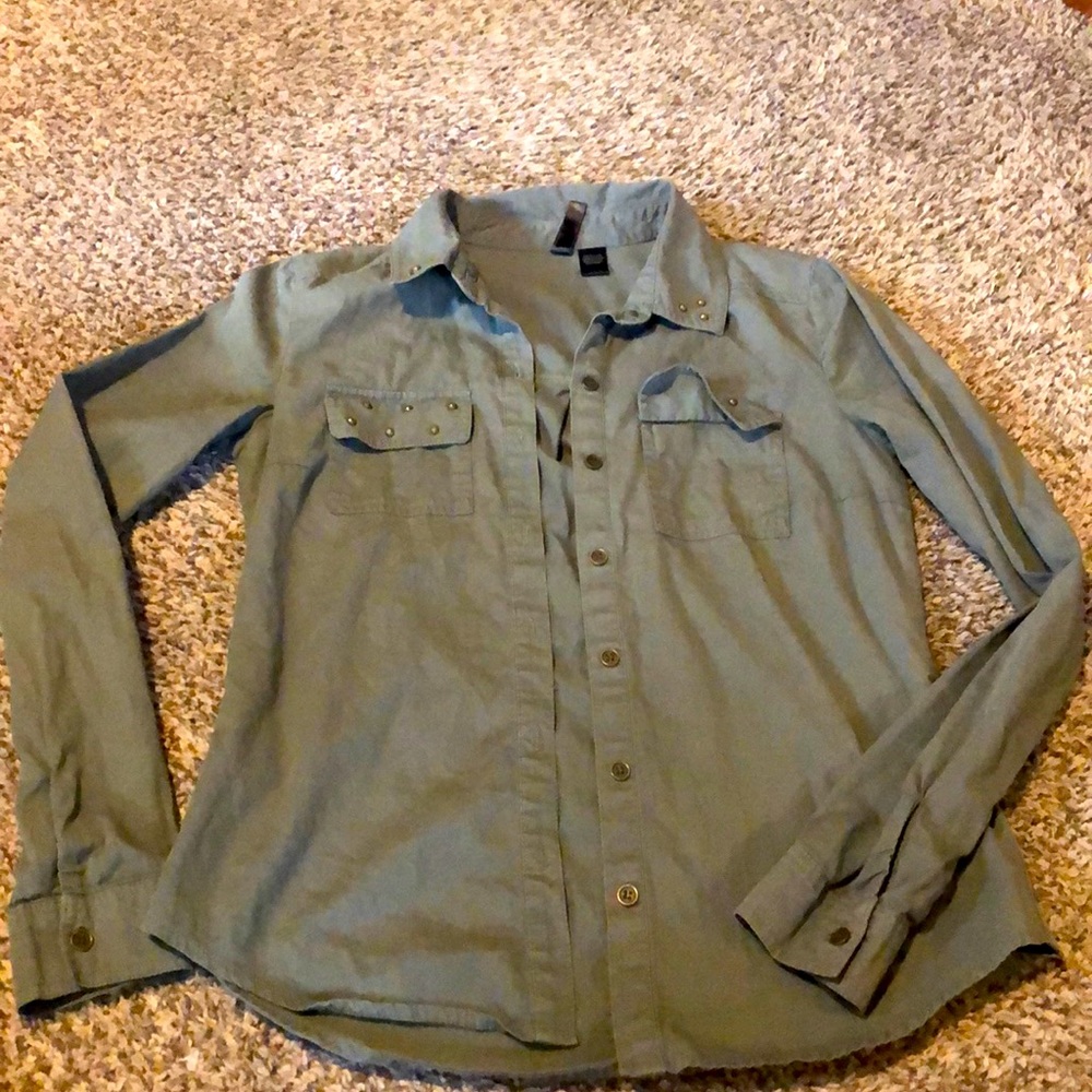Green button up